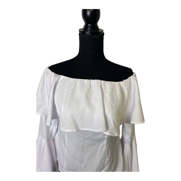 #134 LUCCA white cold shoulder blouse - Picture 4 of 6